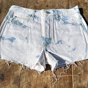 AMO White and Blue Jean Shorts